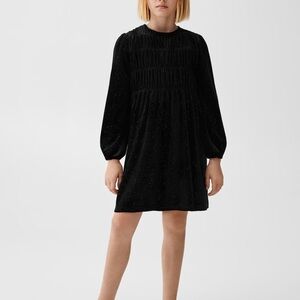NEW Mango MNG girls black velvet long sleeve holiday party dress size 13 14